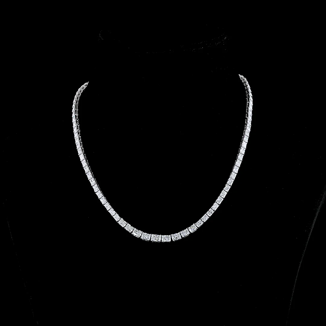 19.21 Cts 14k White Gold Radiant Shape Riviera Necklace - Video