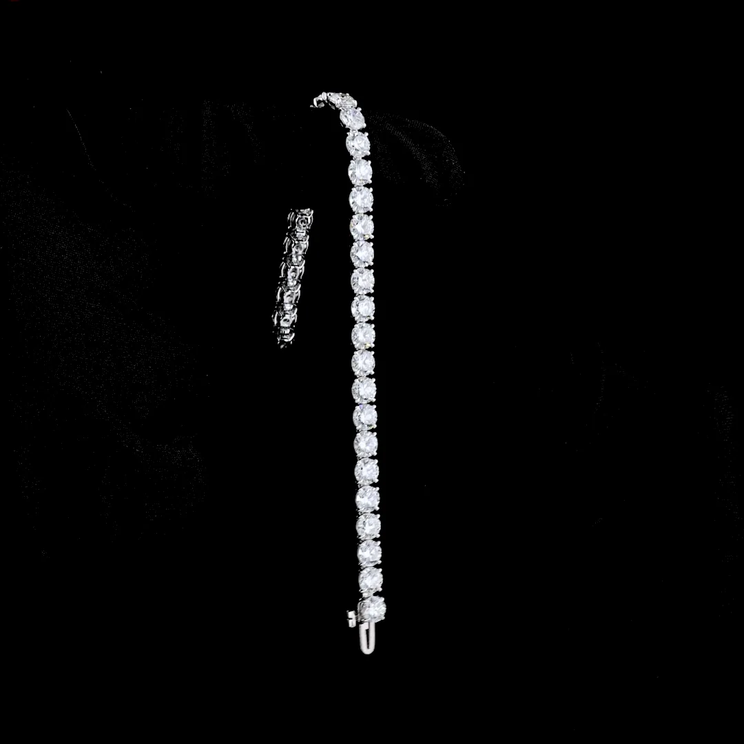 13.61 Cts 14k White Gold Round Shape Tennis Bracelet - Image 3
