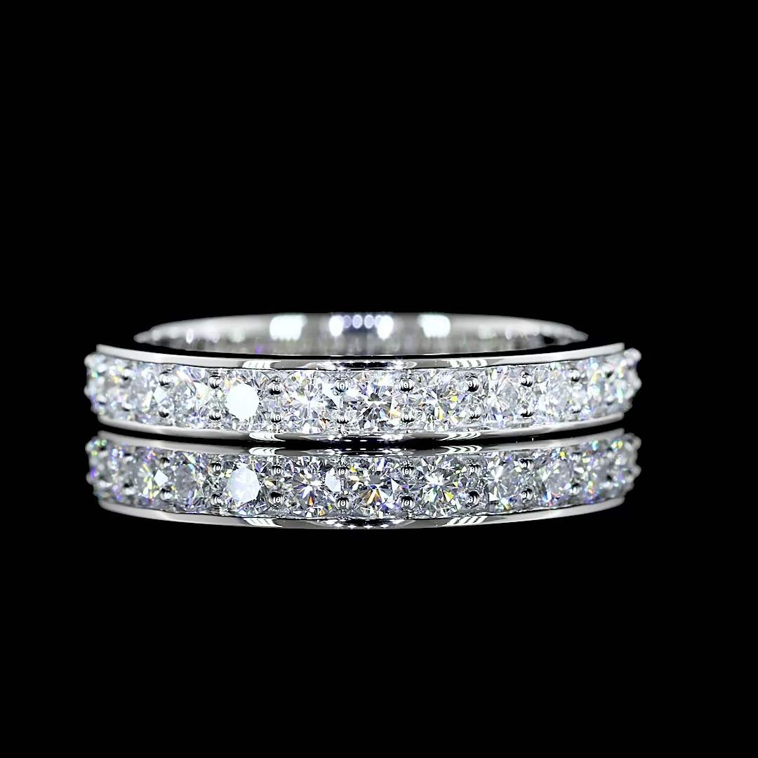 0.77 Cts Platinum Round Shape 3/4 Band Eternity Band - Video