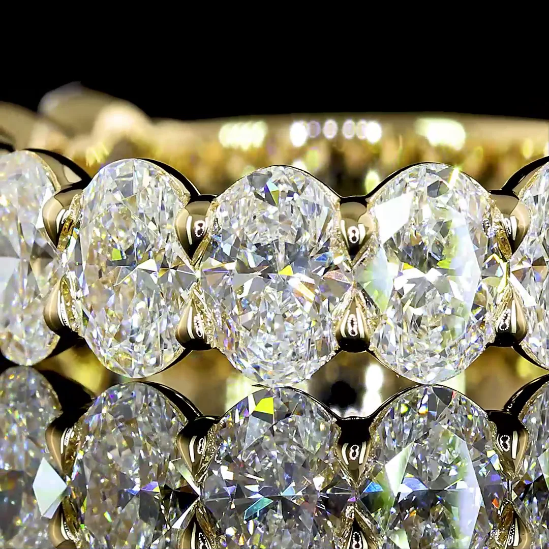 3.91 Cts 14k Yellow Gold Oval Shape 3/4 Band Eternity Band - Image 3