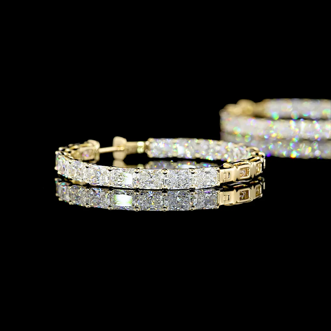 12.14 Cts 14k Yellow Gold Radiant Shape Hoops Earring - Image 4