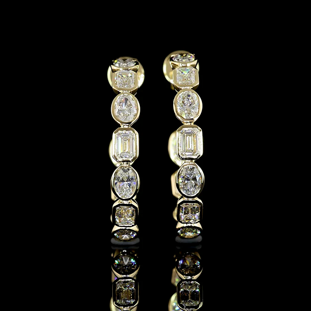 4.44 Cts 14k Yellow Gold Mix Shape C Hoops Earring - Image 3