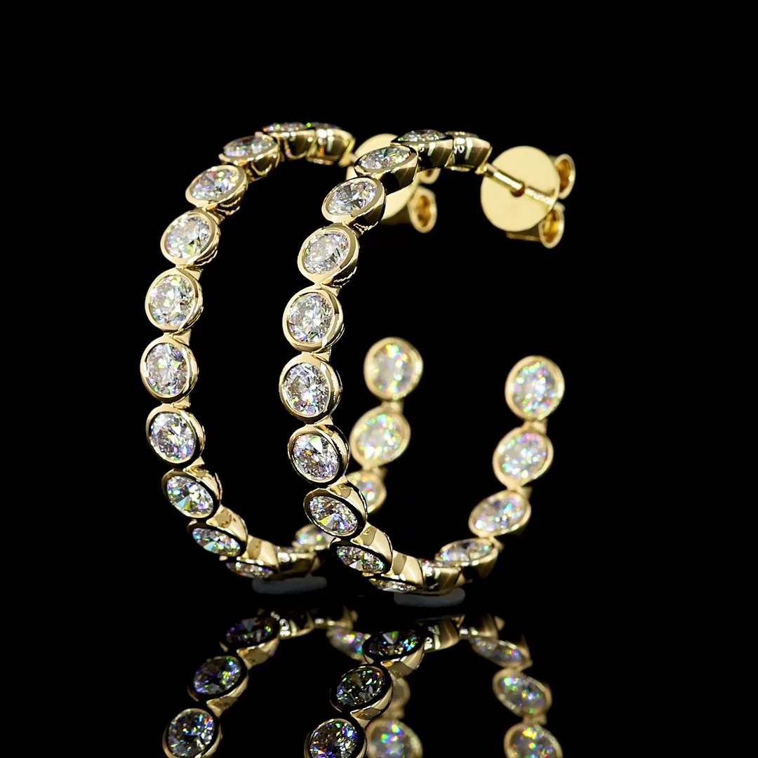 4.89 Cts 14k Yellow Gold Round Shape C Hoops Earring - Image 2