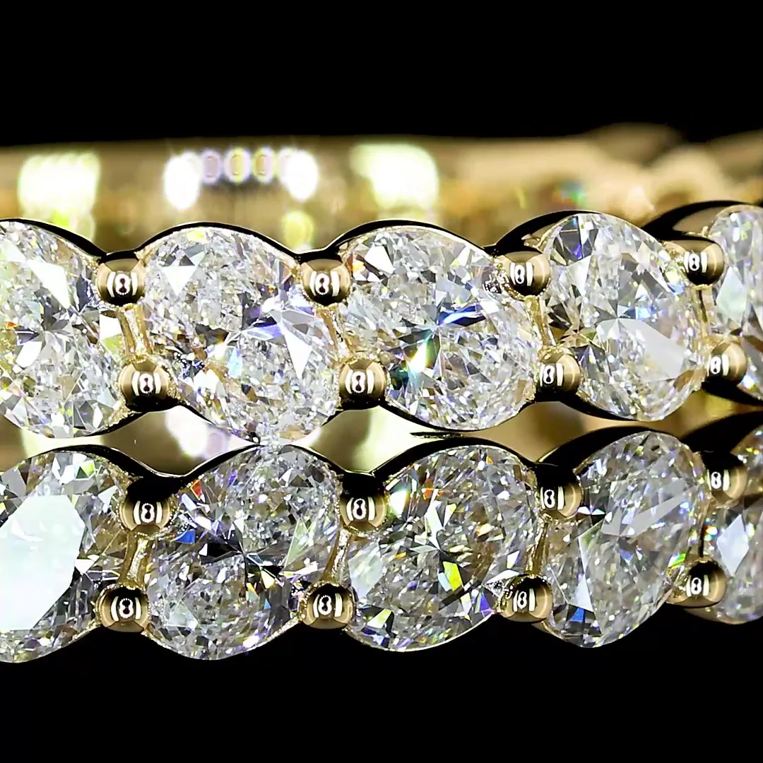 1.11 Cts 14k Yellow Gold Oval Shape 3/4 Band Eternity Band - Image 3