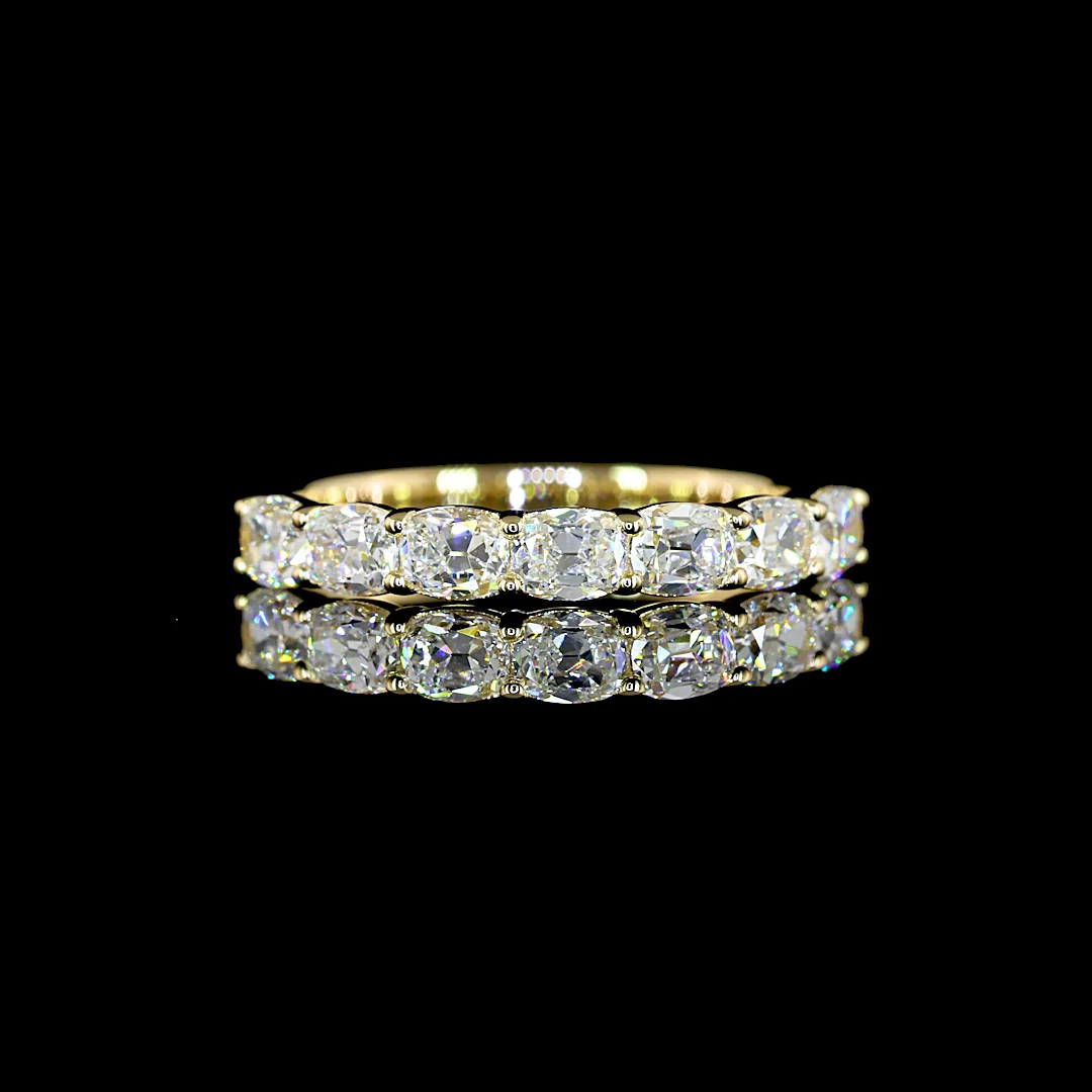 0.75 Cts 14k Yellow Gold Antique Cushion Shape 7 Stones Eternity Band - Video