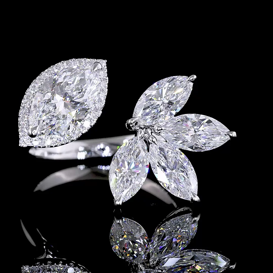 3.01 Cts 14k White Gold Marquise Shape Special Ring - Image 3