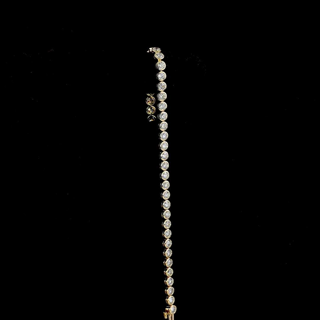 6.02 Cts 14k Yellow Gold Round Shape Tennis Bracelet - Image 3