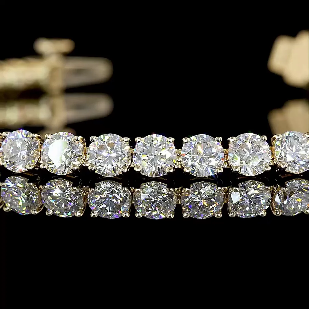 8.06 Cts 14k Yellow Gold Round Shape Tennis Bracelet - Image 2