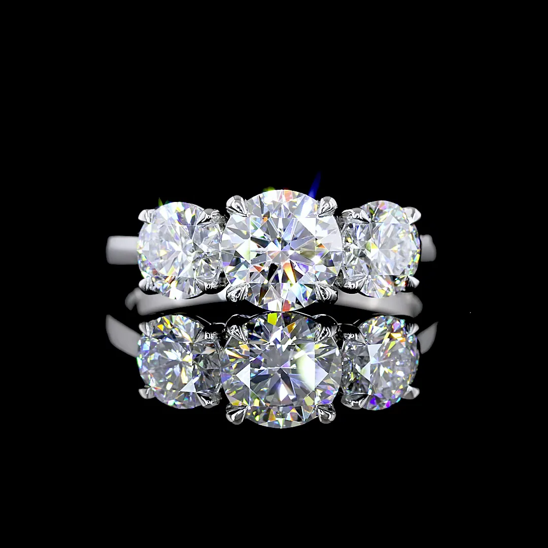 2.11 Cts Platinum Round Shape 3 Stones Ring - Video