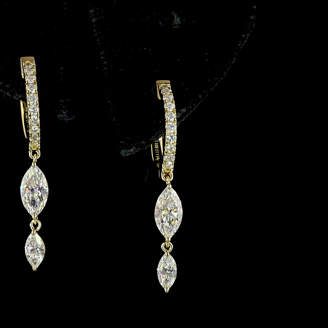 1.04 Cts 14k Yellow Gold Round Shape Hanging Earring - Image 4