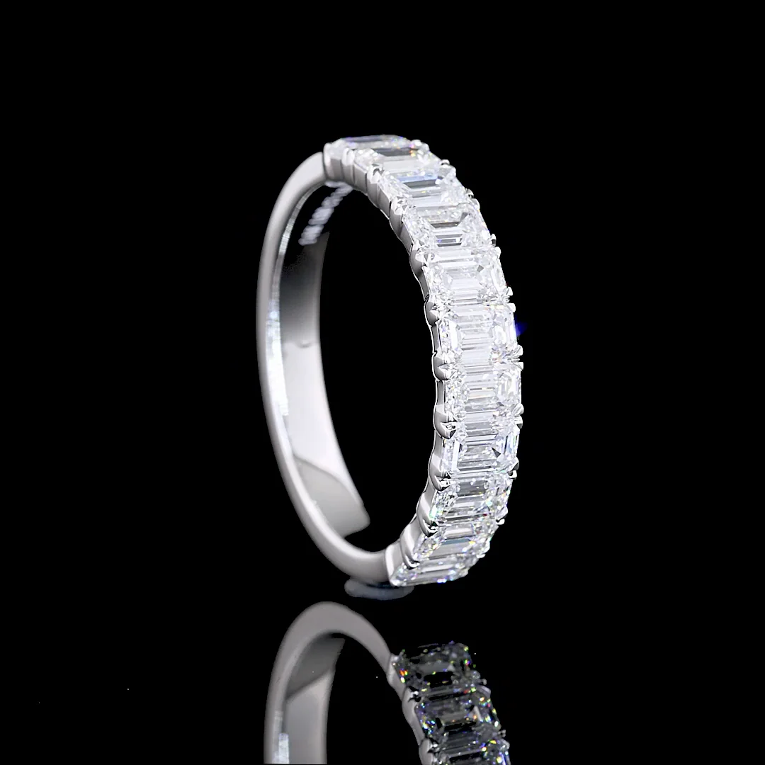 1.66 Cts 14k White Gold Emerald Shape Eternity Band Eternity Band - Image 2