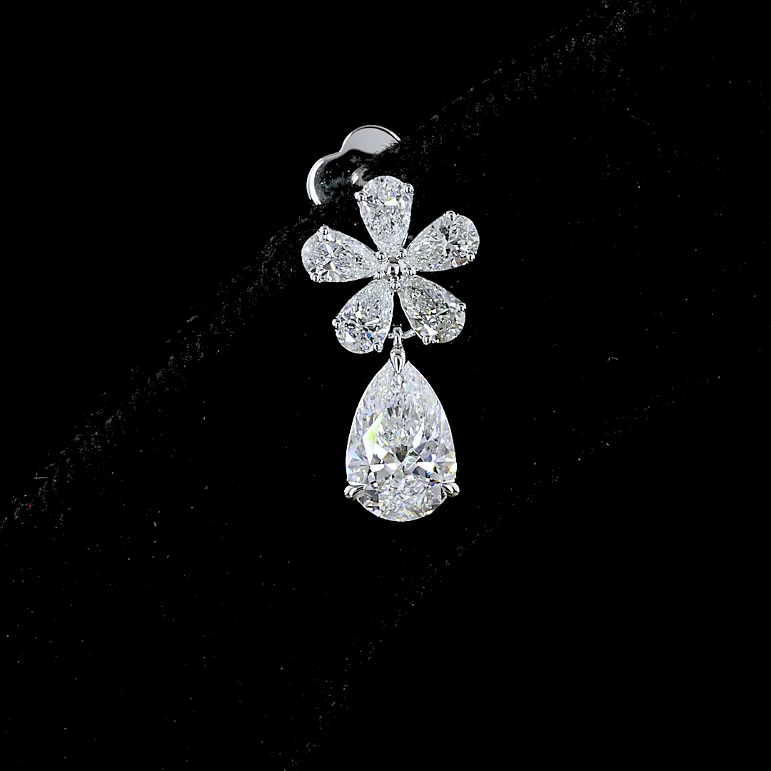 1.9 Cts 14k White Gold Pear Shape Hanging Earring - Image 4