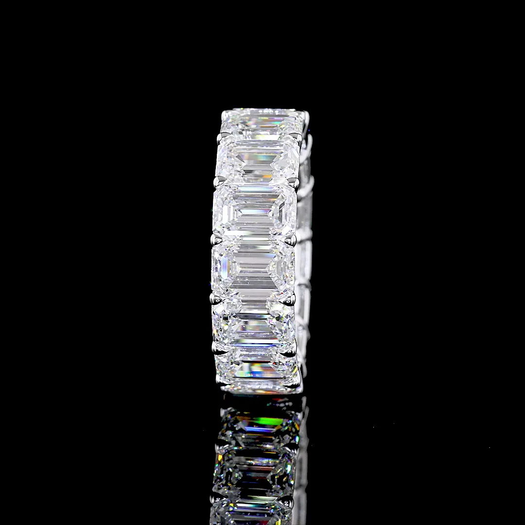 12.33 Cts 14k White Gold Emerald Shape Eternity Band Eternity Band - Image 2