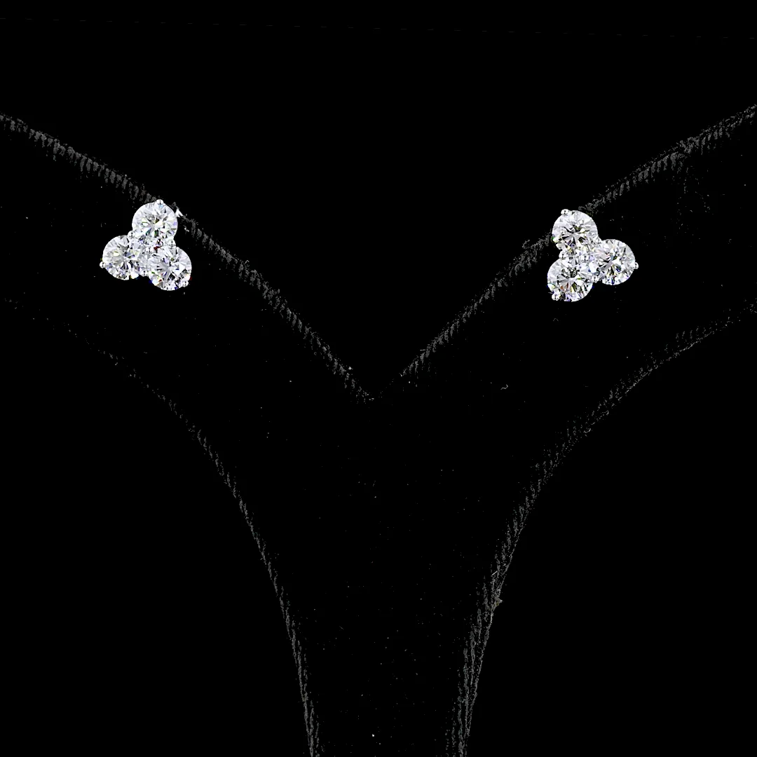 1.9 Cts 14k White Gold Round Shape Studs Earring - Image 3