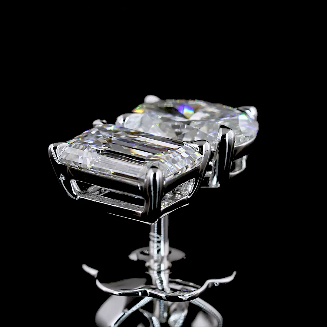 1.93 Cts 14k White Gold Oval Shape Studs Earring - Image 4