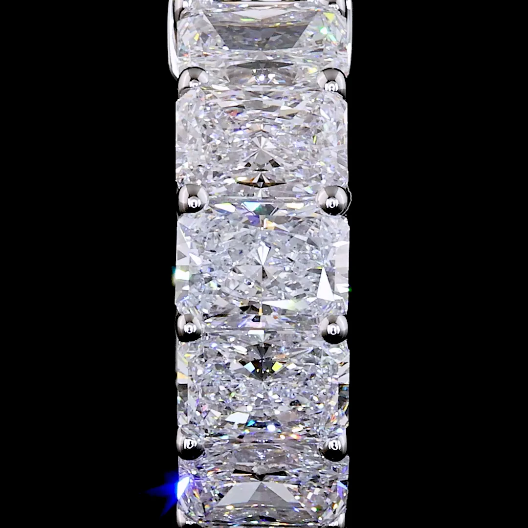 2.98 Cts 14k White Gold Radiant Shape Huggies Earring - Image 2