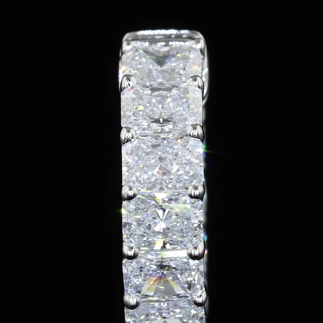 2.01 Cts 14k White Gold Radiant Shape Huggies Earring - Image 2