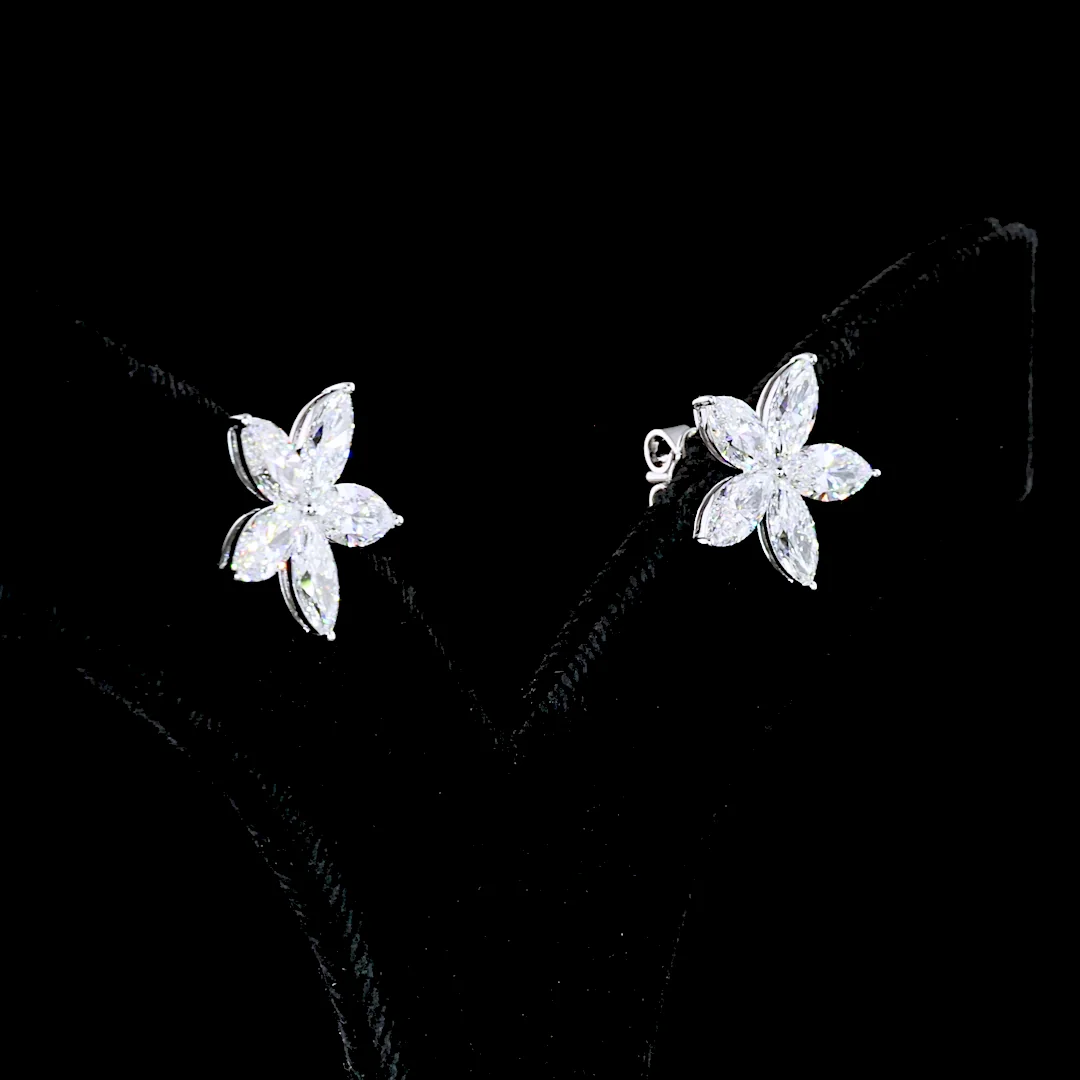 3.19 Cts 14k White Gold Marquise Shape Studs Earring - Image 3