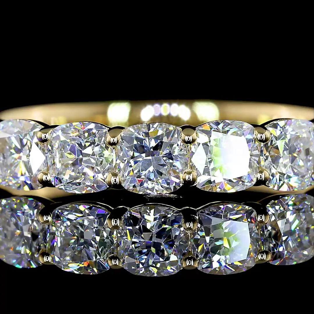 1.13 Cts 14k Yellow Gold Square Cushion Brilliant Shape 7 Stones Eternity Band - Image 3