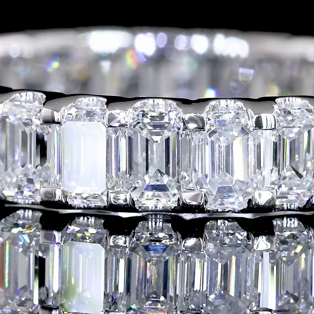 2.59 Cts 14k White Gold Emerald Shape Eternity Band Eternity Band - Image 3