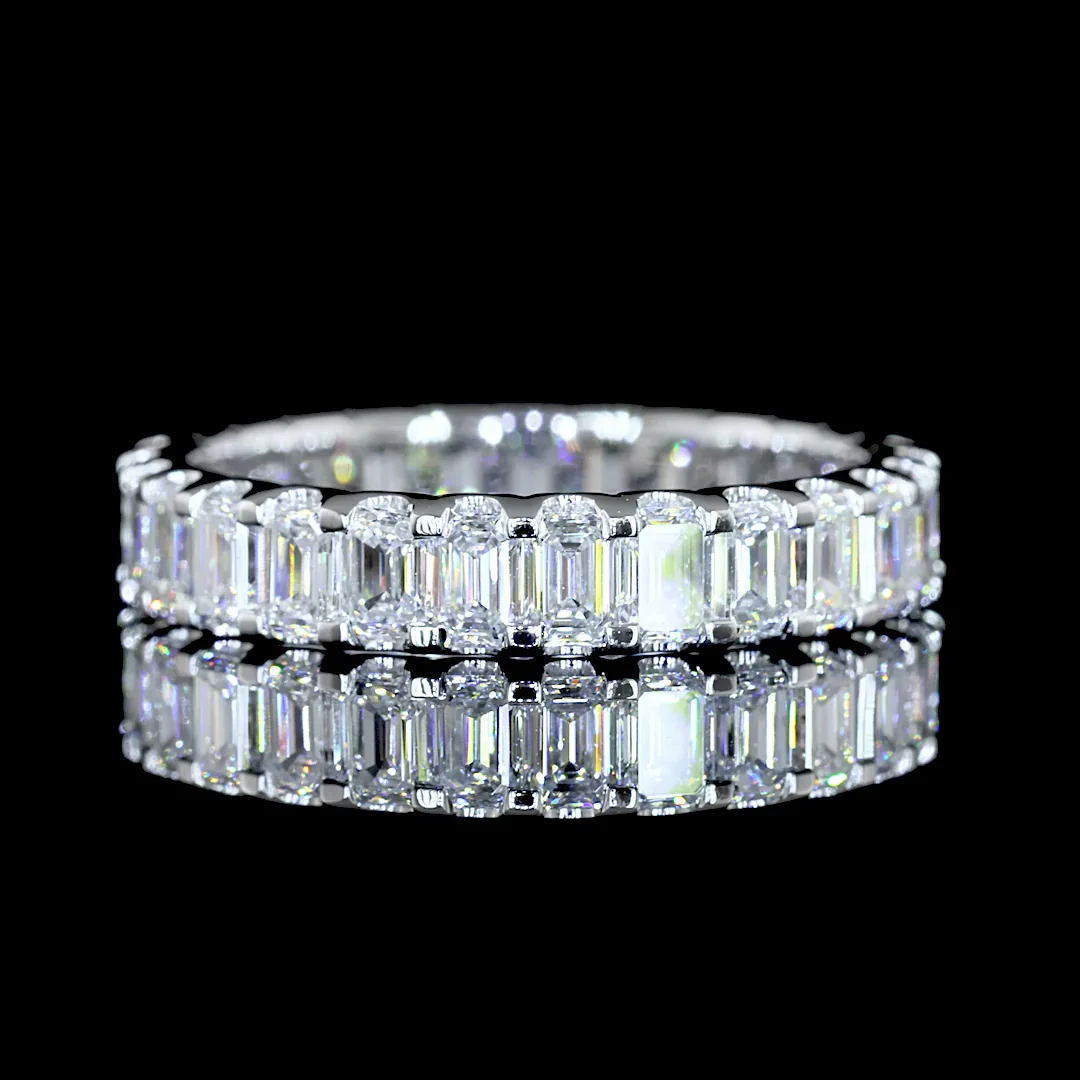 2.59 Cts 14k White Gold Emerald Shape Eternity Band Eternity Band - Video