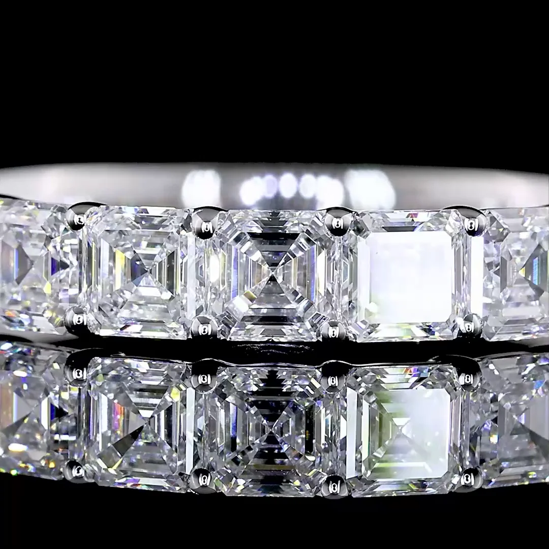 1.05 Cts 14k Yellow Gold Asscher Shape 7 Stones Eternity Band - Image 3