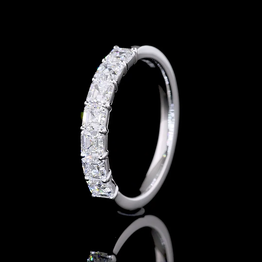 1.05 Cts 14k Yellow Gold Asscher Shape 7 Stones Eternity Band - Image 4