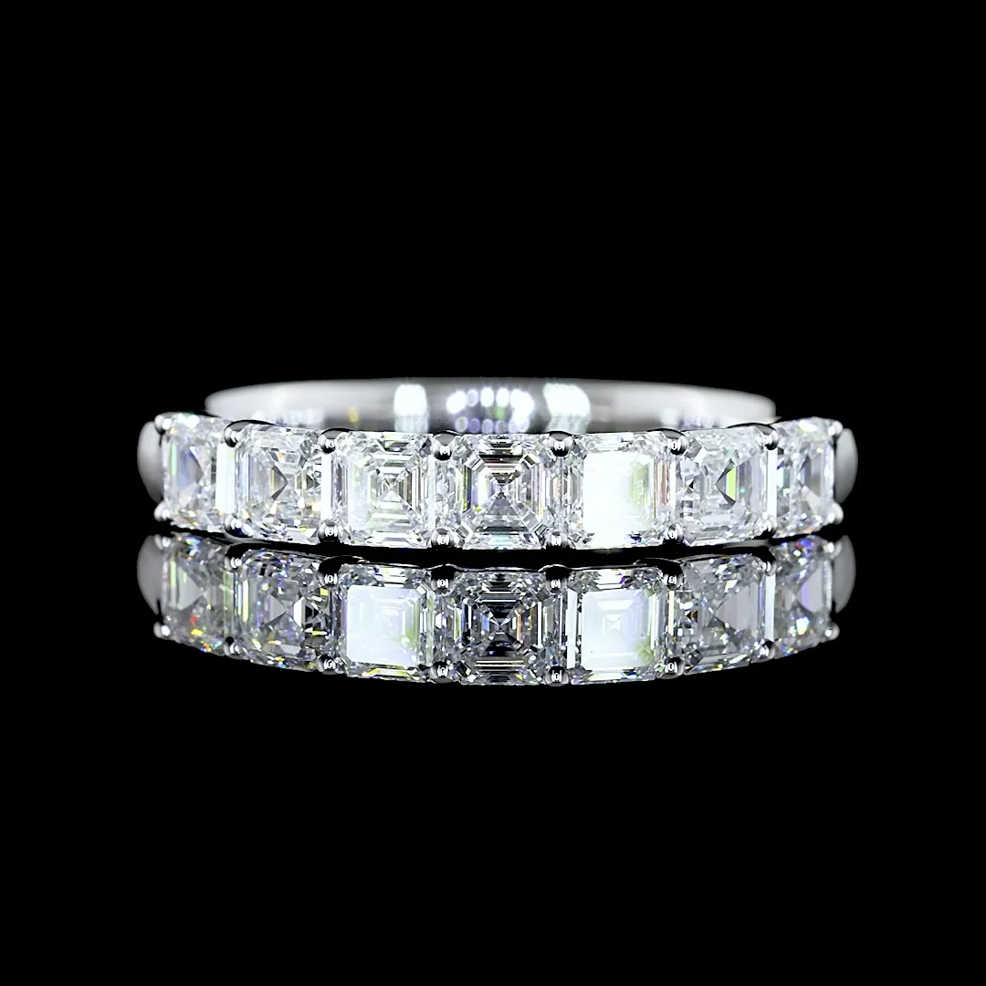 1.05 Cts 14k Yellow Gold Asscher Shape 7 Stones Eternity Band - Video