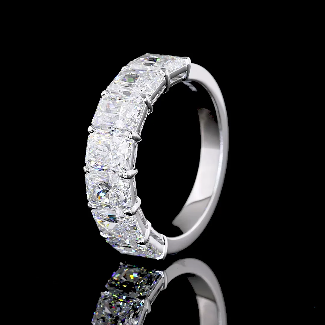 3.98 Cts 14k White Gold Radiant Shape 7 Stones Eternity Band - Image 4