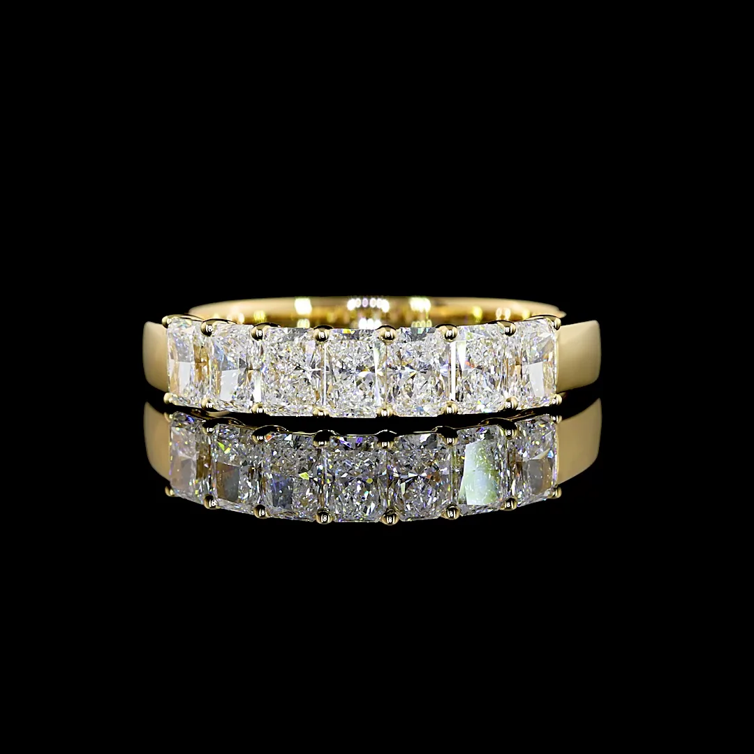 1.08 Cts 14k Yellow Gold Radiant Shape 7 Stones Eternity Band - Video