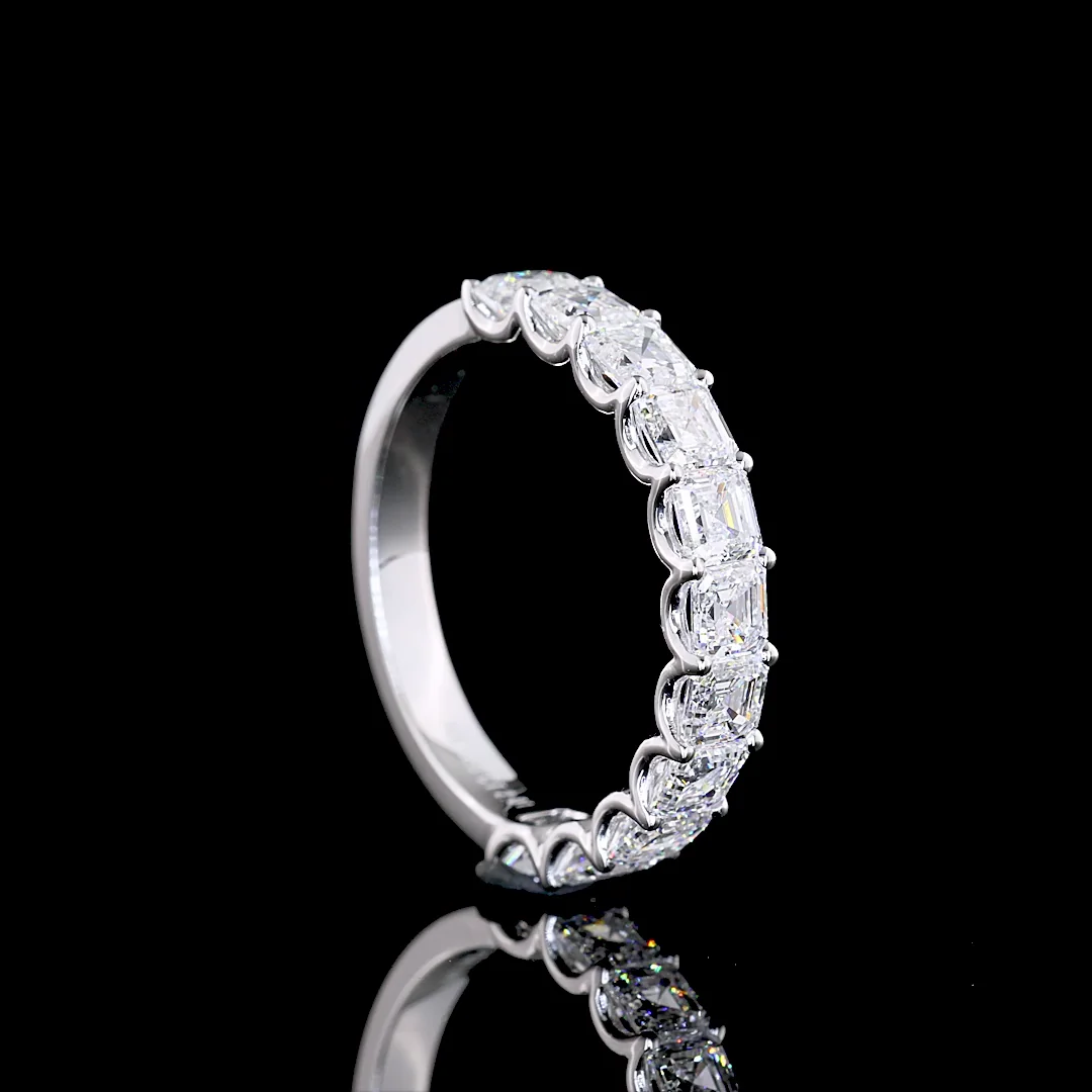 2.01 Cts 14k White Gold Asscher Shape Half Eternity Eternity Band - Image 2
