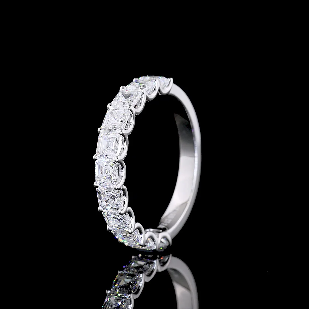 2.01 Cts 14k White Gold Asscher Shape Half Eternity Eternity Band - Image 4