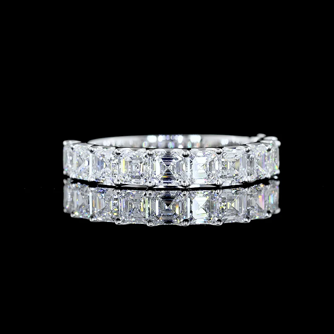 2.01 Cts 14k White Gold Asscher Shape Half Eternity Eternity Band - Video
