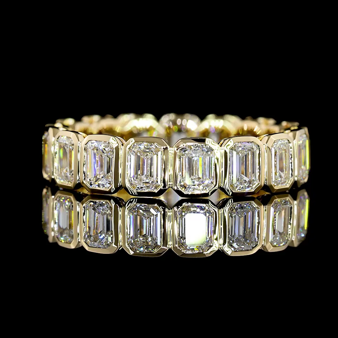 2.81 Cts 14k Yellow Gold Emerald Shape Eternity Band Eternity Band - Video