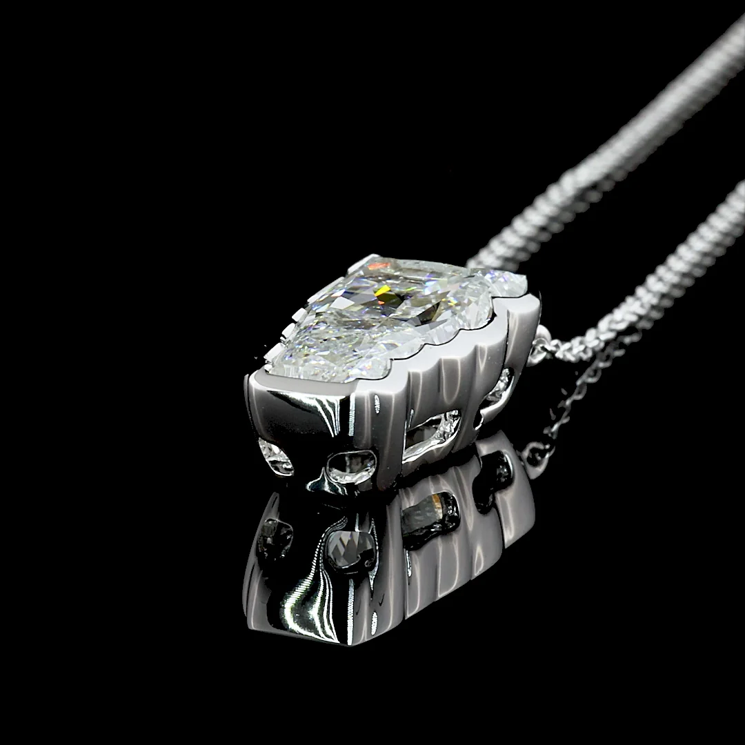 4.11 Cts 14k White Gold Horse Shape Symbol Pendant - Image 4