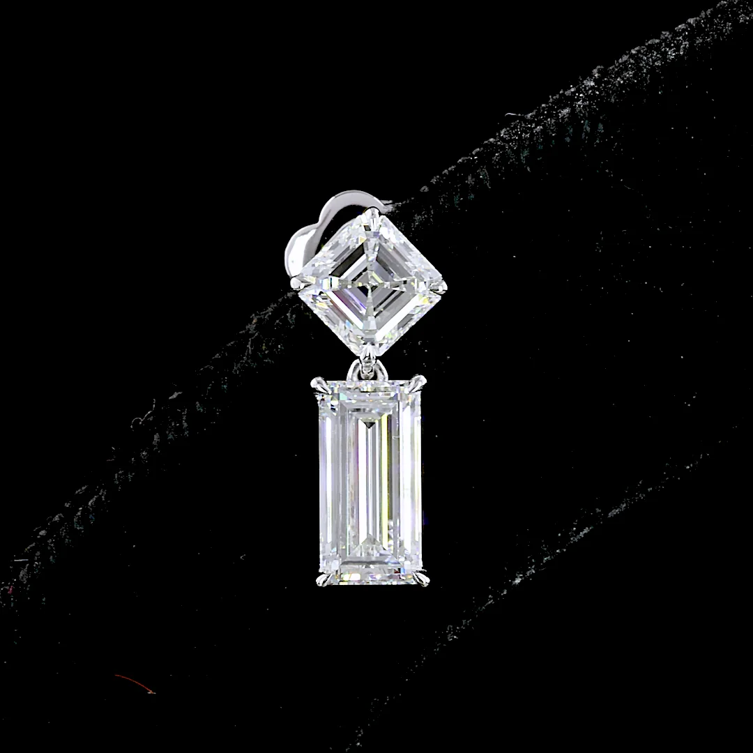3.51 Cts 14k White Gold Baguette Shape Hanging Earring - Image 2