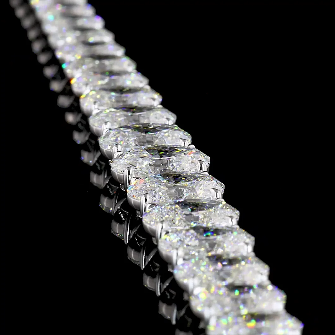 17.85 Cts 14k White Gold Oval Shape Riviera Bracelet - Image 3