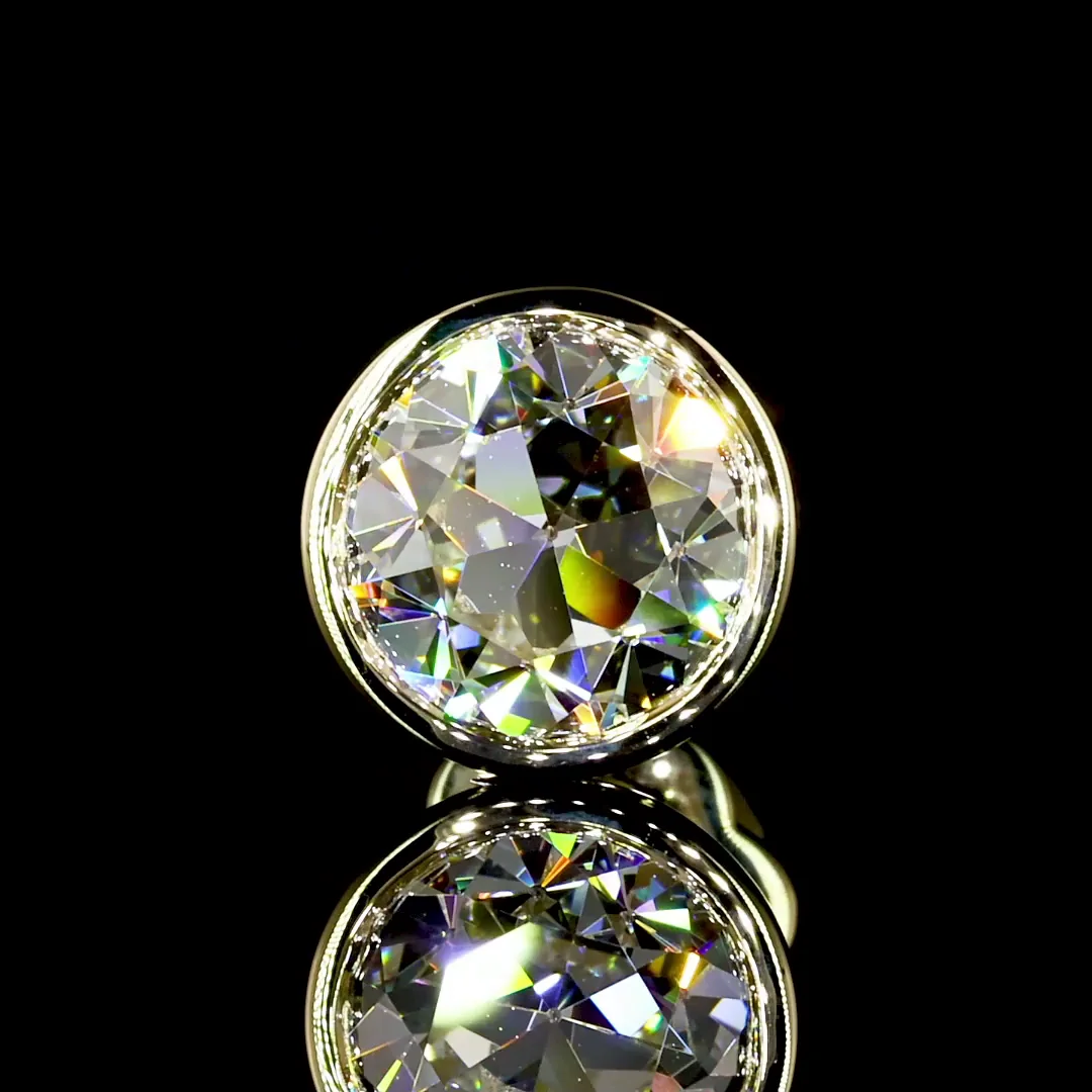 3.1 Cts 14k Yellow Gold Old European Brilliant Shape Studs Earring - Image 2