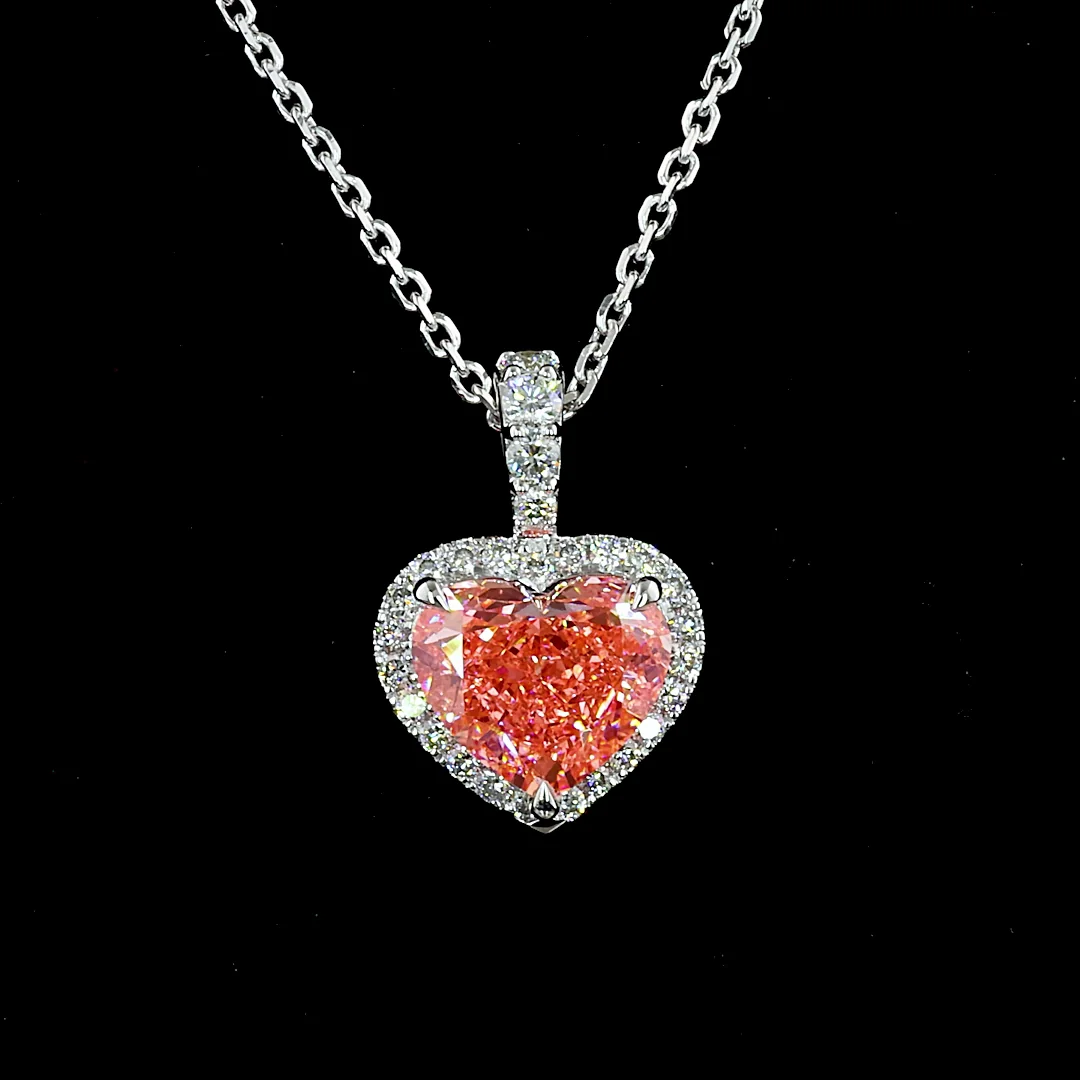 1.58 Cts 14k White Gold Heart Shape Halo Pendant - Image 3