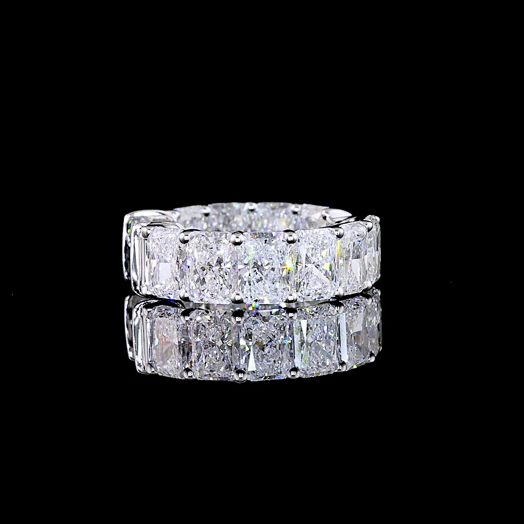 6.53 Cts 14k White Gold Radiant Shape Huggies Earring - Image 4