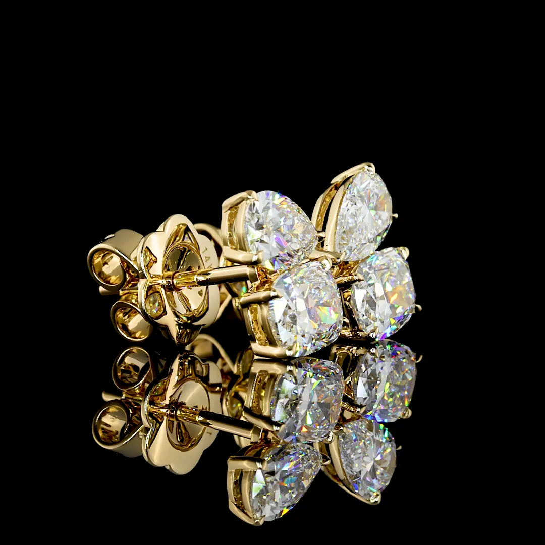 2.06 Cts 14k Yellow Gold Cushion Brilliant Shape Studs Earring - Video