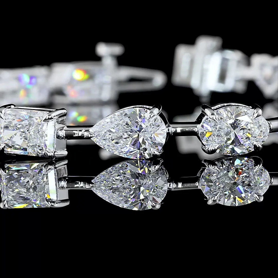 10.18 Cts 14k White Gold Mix Shape Station Bracelet - Image 3