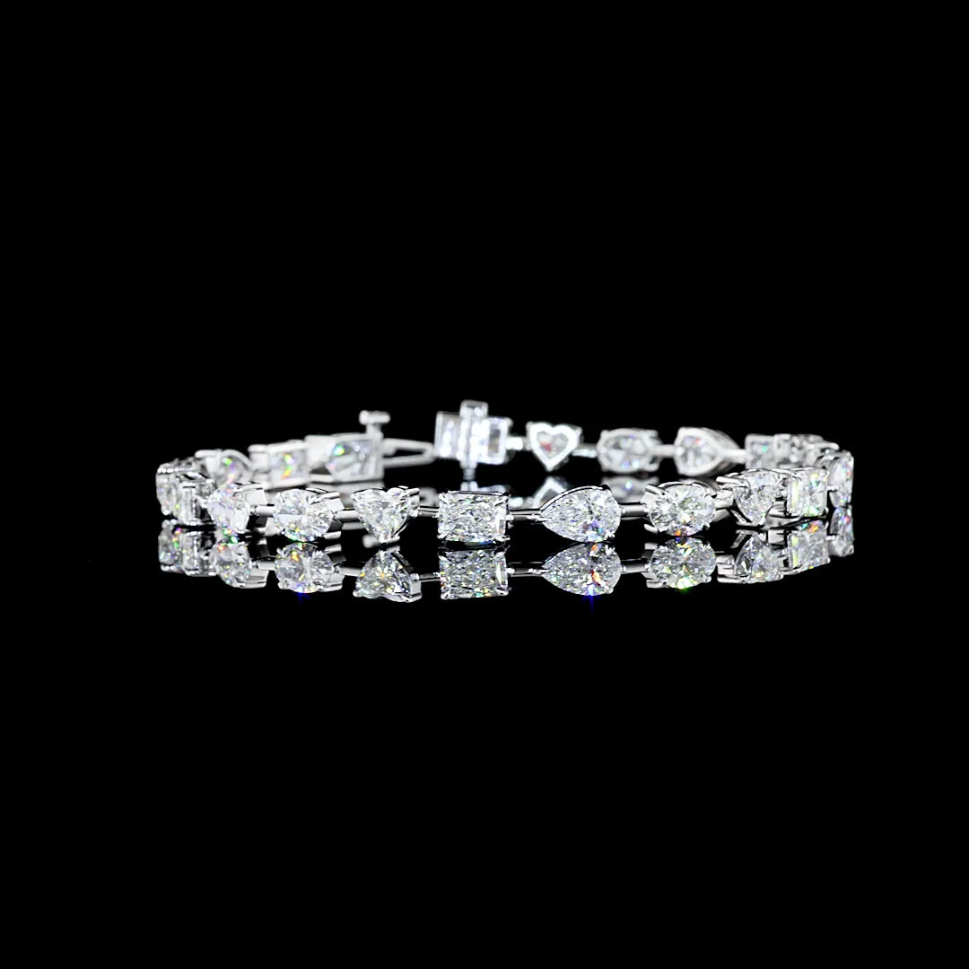 10.18 Cts 14k White Gold Mix Shape Station Bracelet - Video