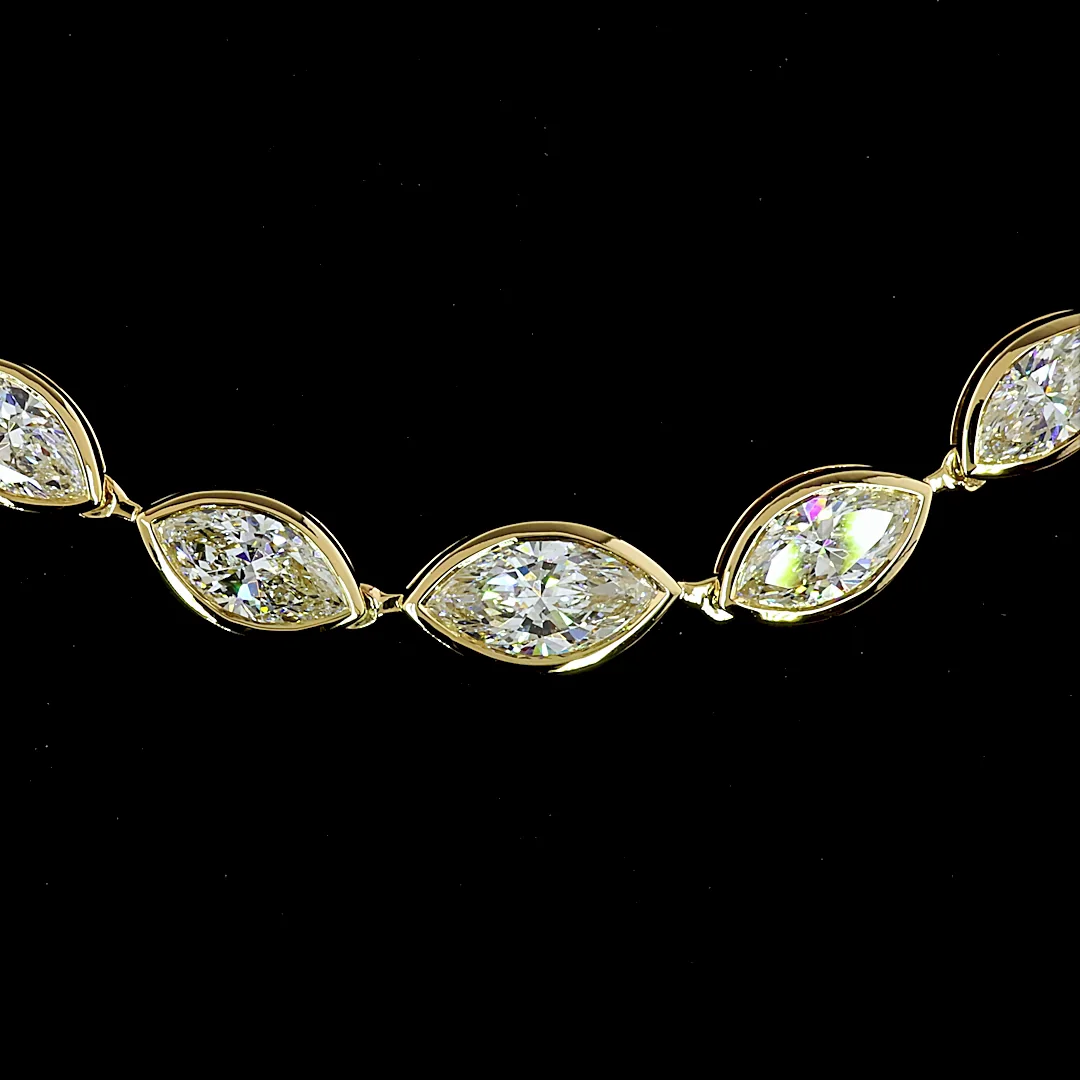 4.06 Cts 14k Yellow Gold Marquise Shape Riviera Necklace - Image 3