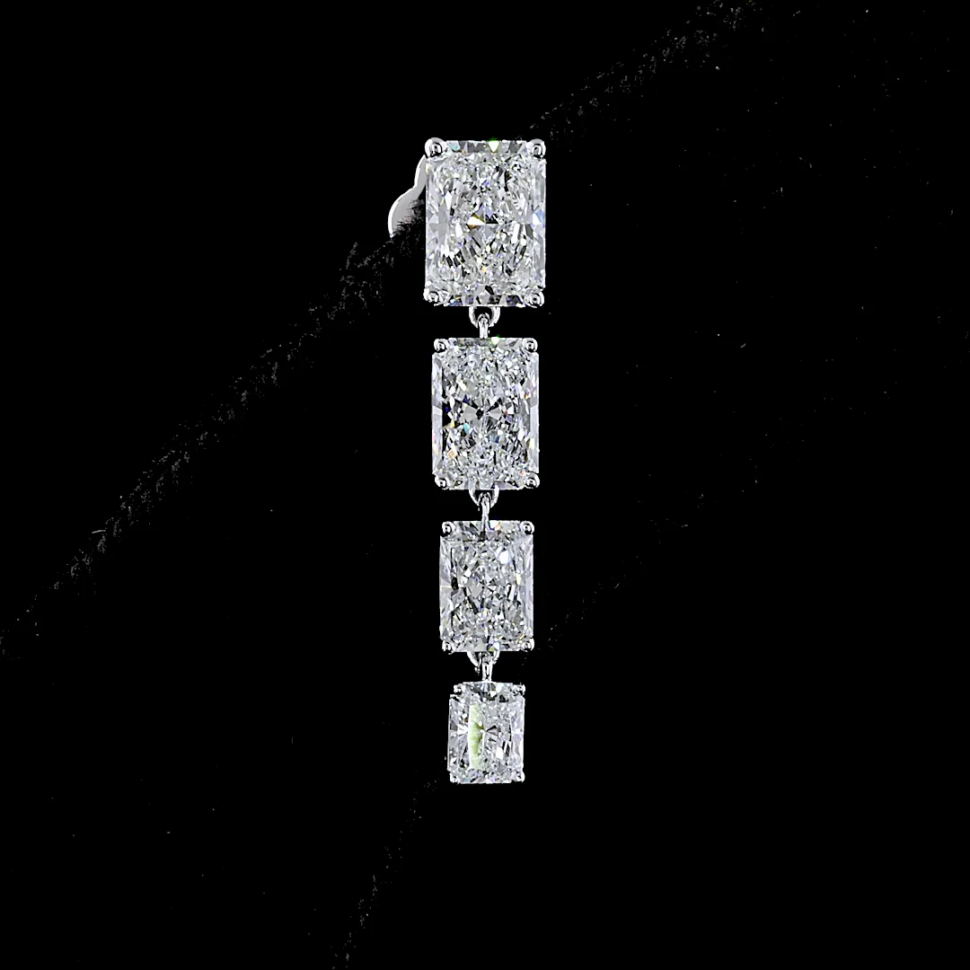 4.1 Cts 14k White Gold Radiant Shape Hanging Earring - Image 2