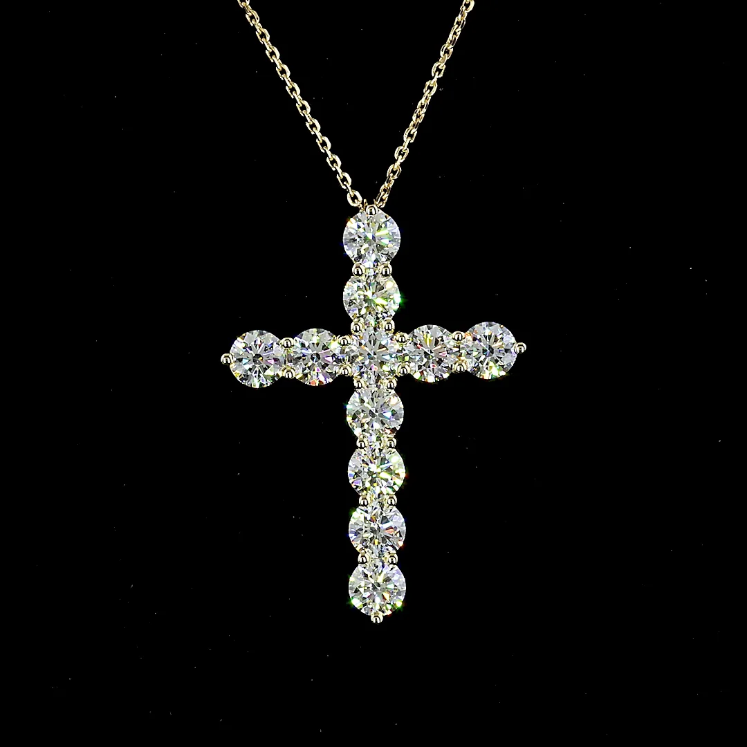 3.61 Cts 14k Yellow Gold Round Shape Symbol Pendant - Image 2