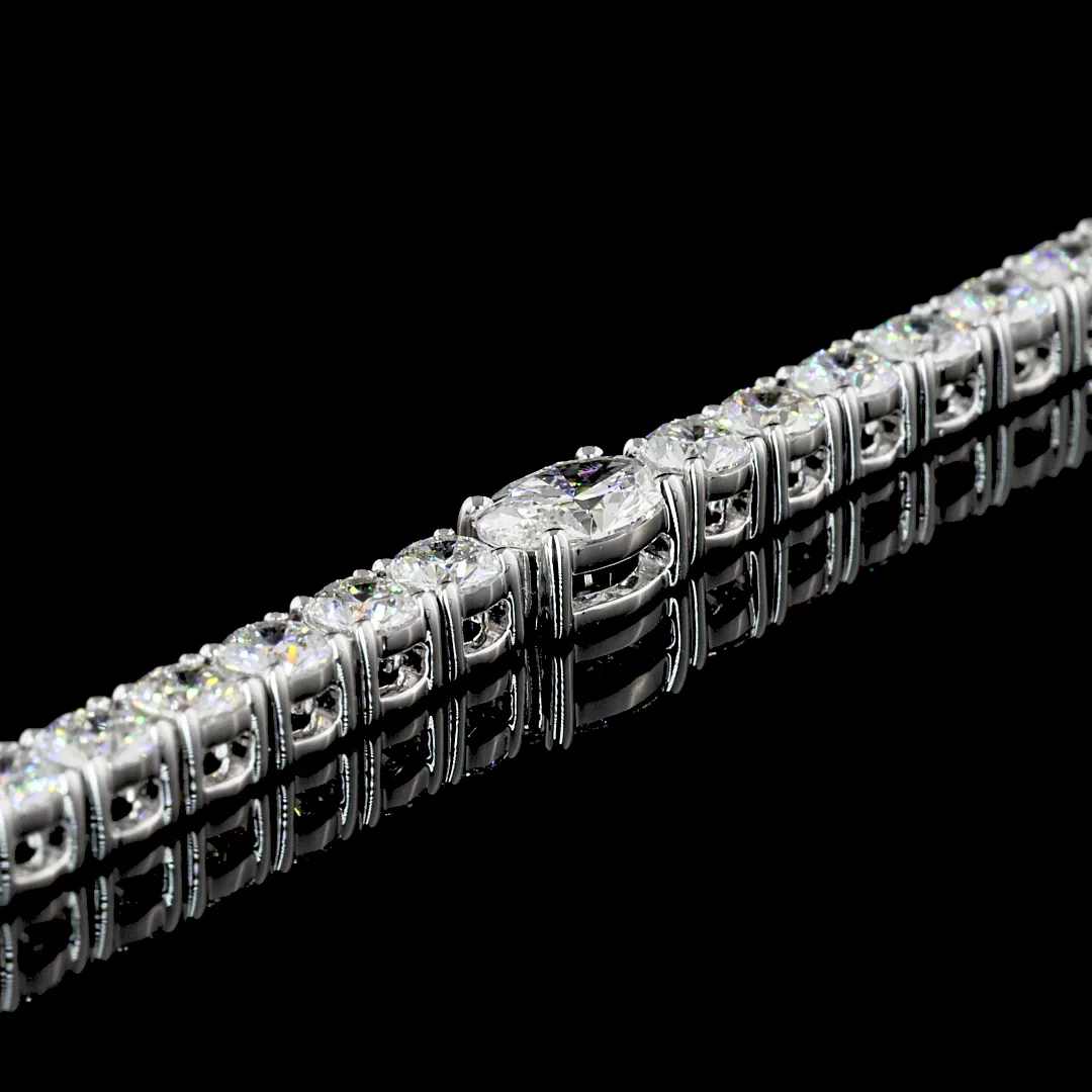 5.26 Cts 18k White Gold Oval Shape Station Line Tennis Bracelet - Image 3