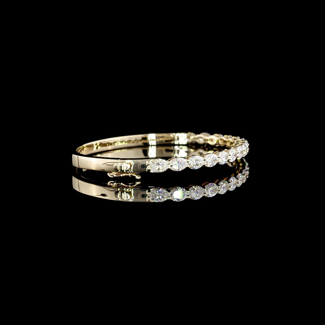 2.83 Cts 14k Yellow Gold Oval Shape Bangles Bracelet - Image 2