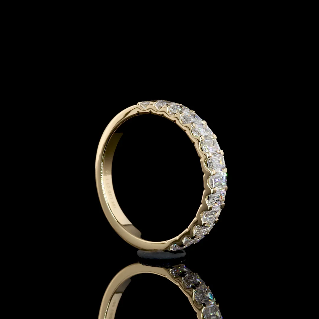 1.3 Cts 18k Yellow Gold Emerald Shape Half Eternity Eternity Band - Image 3