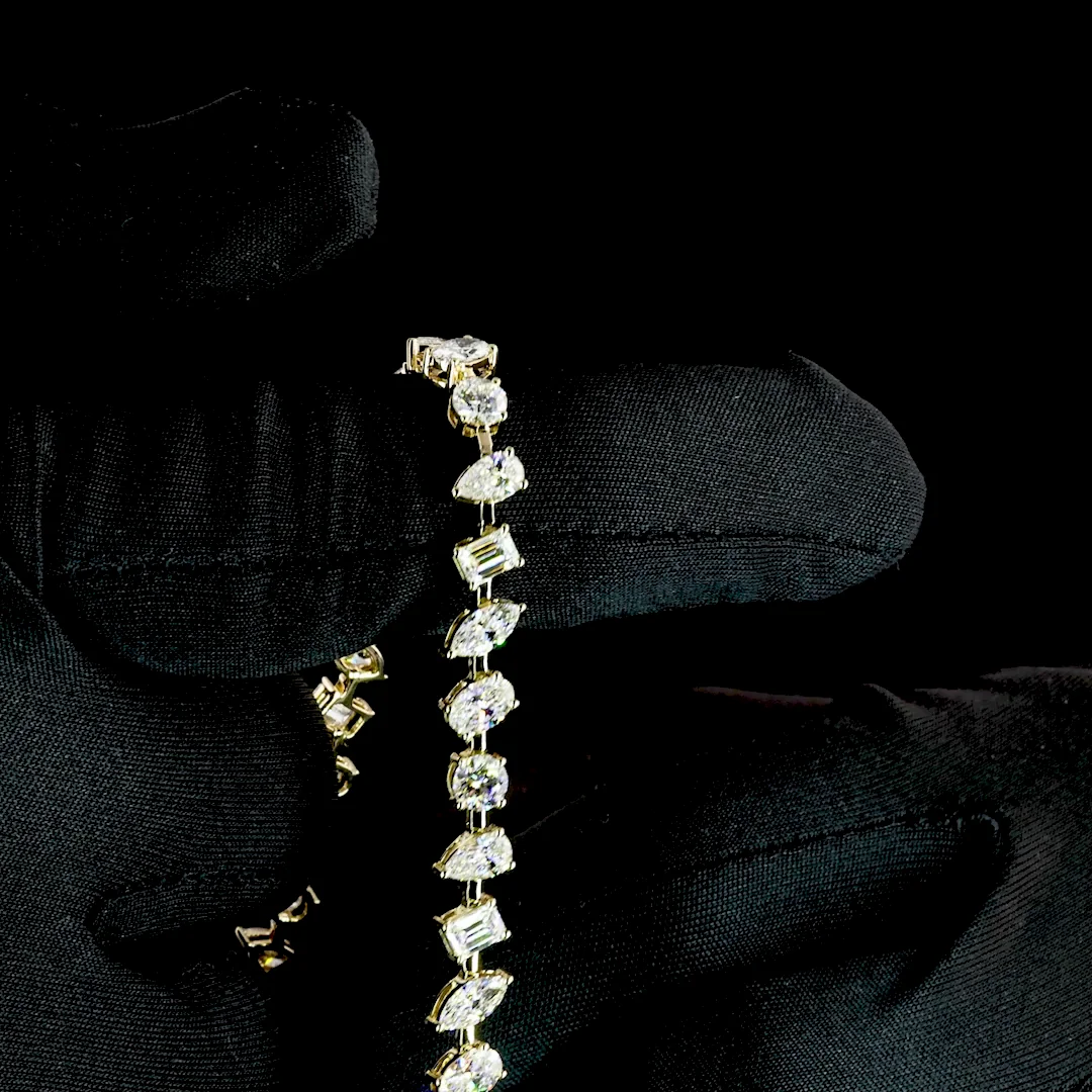 7.11 Cts 14k Yellow Gold Mix Shape Tennis Bracelet - Image 4